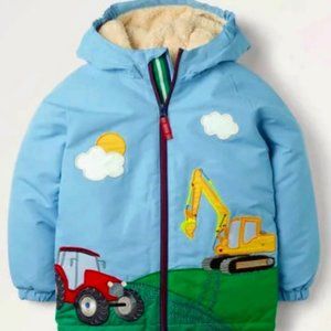 NWt 11 12 Mini Boden tractor coat jacket anorak farm character Christmas fall